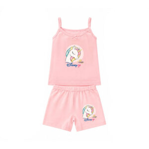 Girls’ Pink 100% Cotton Unicorn Camisole and Shorts Set